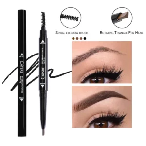 Double-Ended Triangle Eyebrow Pencil Waterproof Smudge-proof Long Lasting 3D Eye Brow Shaping Pen with Spiral Brush