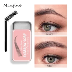 Eyebrow Styling Soap Kit - Maxfine 3D Feathery Brows Setting Wax - Transparent, Waterproof & Long-Lasting with Brush (10g)