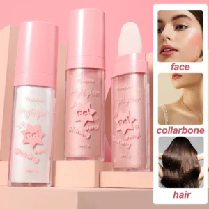 MAXFINE Highlighter Powder Stick - Shimmer Patting Sponge for Face, Body & Hair - Natural Brightening 3D Contour Makeup