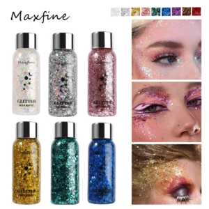 Liquid Eyeshadow Glitter Gel Maxfine Mermaid Scale Large Sequins for Party and Nightclub Makeup